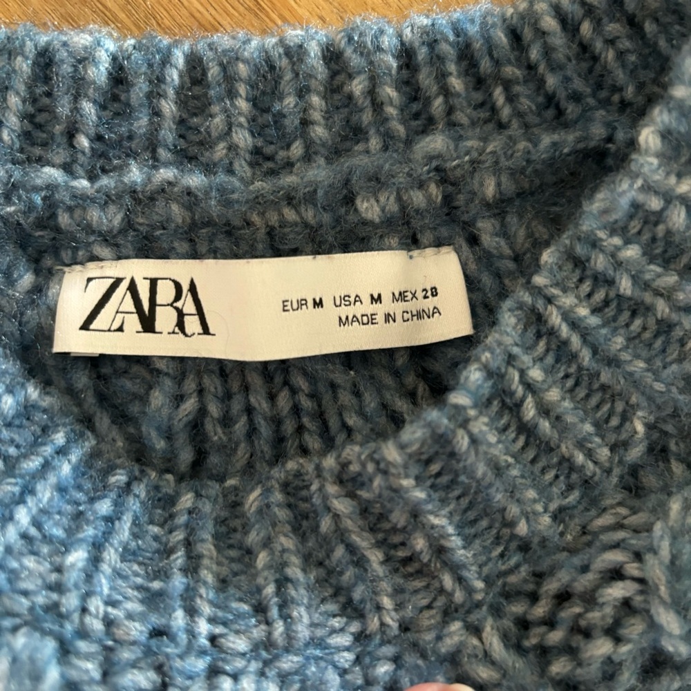 Zara Blue Ruffle Sweater M - Picture 5 of 7